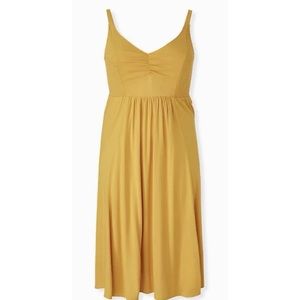 NWT Torrid Mustard Yellow Smocked Side Midi Dress Size 2